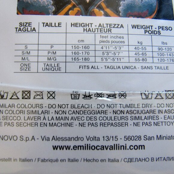 New Emilio Cavallini Tights S/M made Italy Flower , Black, 55 den - Picture 2 of 5